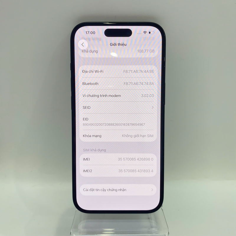 iPhone 15 128GB Đen 98% pin 98% Quốc tế Apple - HH8980