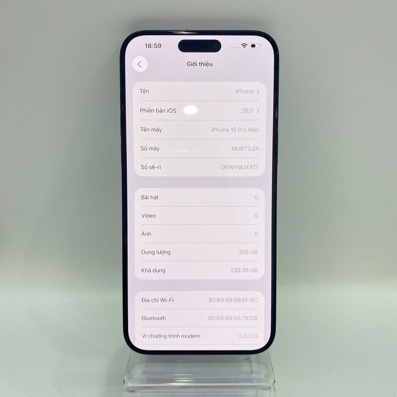iPhone 15 Pro Max 256GB Xanh dương  98% pin 89% Quốc tế Apple - HH9533