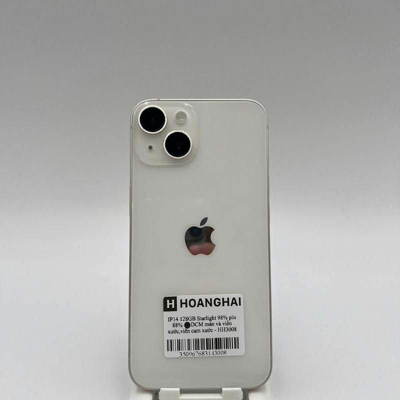 iPhone 14 128GB Trắng 98% pin 88% Máy đã trả hết tiền mạng dùng như Quốc tế Apple (màn và viền xước, viền cam xước) - HH3008