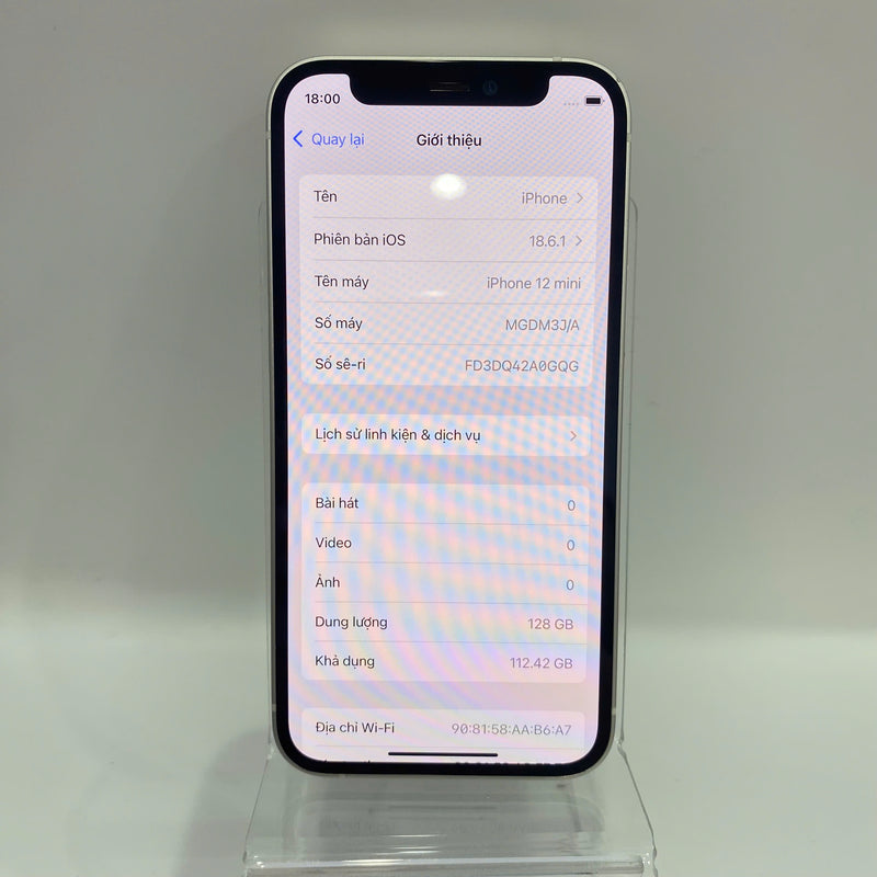 iPhone 12 Mini Trắng 128GB 98% pin 93% Máy đã trả hết tiền mạng dùng như quốc tế Apple (Pin LKCH) - HH6540