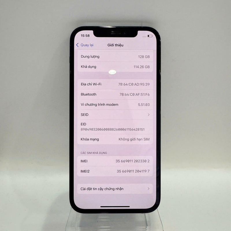 iPhone 12 Pro 128GB Xanh Dương 98% pin 85% Máy đã trả hết tiền mạng dùng như Quốc tế Apple (xước viền) - HH3302
