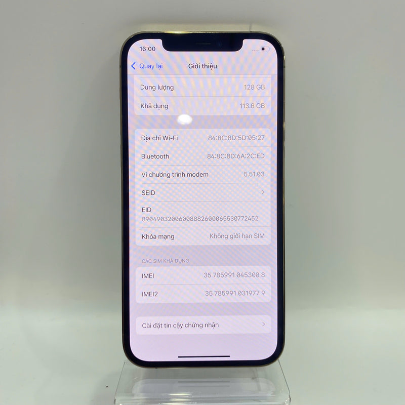 iPhone 12 Pro 128GB Vàng 98% pin 89%  Máy đã trả hết tiền mạng dùng như Quốc tế Apple  - HH3008