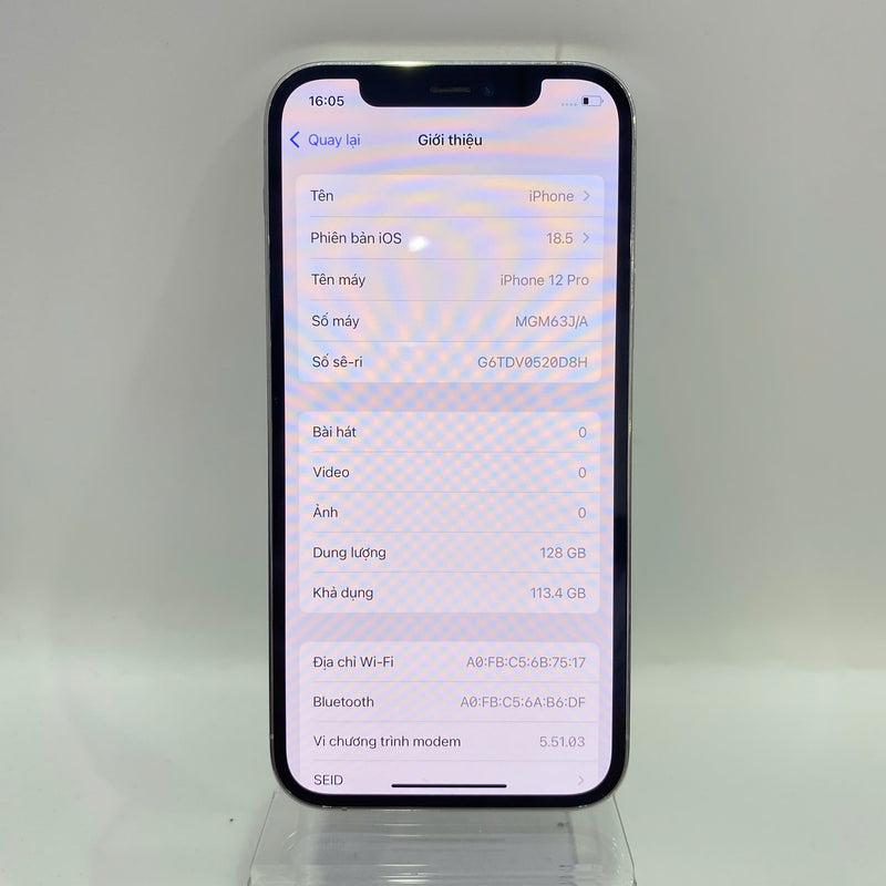 iPhone 12 Pro 128GB Trắng 98% pin 86% Máy đã trả hết tiền mạng dùng như Quốc tế Apple (xước viền) - HH4379