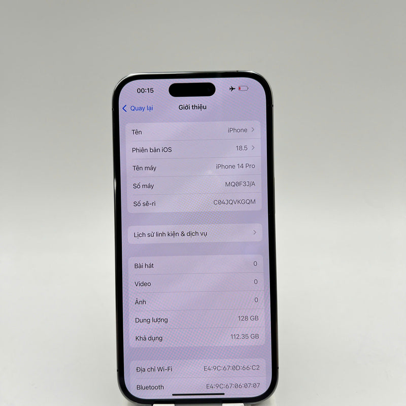iPhone 14 Pro 128GB Tím 98% pin 85%  Máy đã trả hết tiền mạng dùng như Quốc tế Apple (màn LKCH) - HH2620