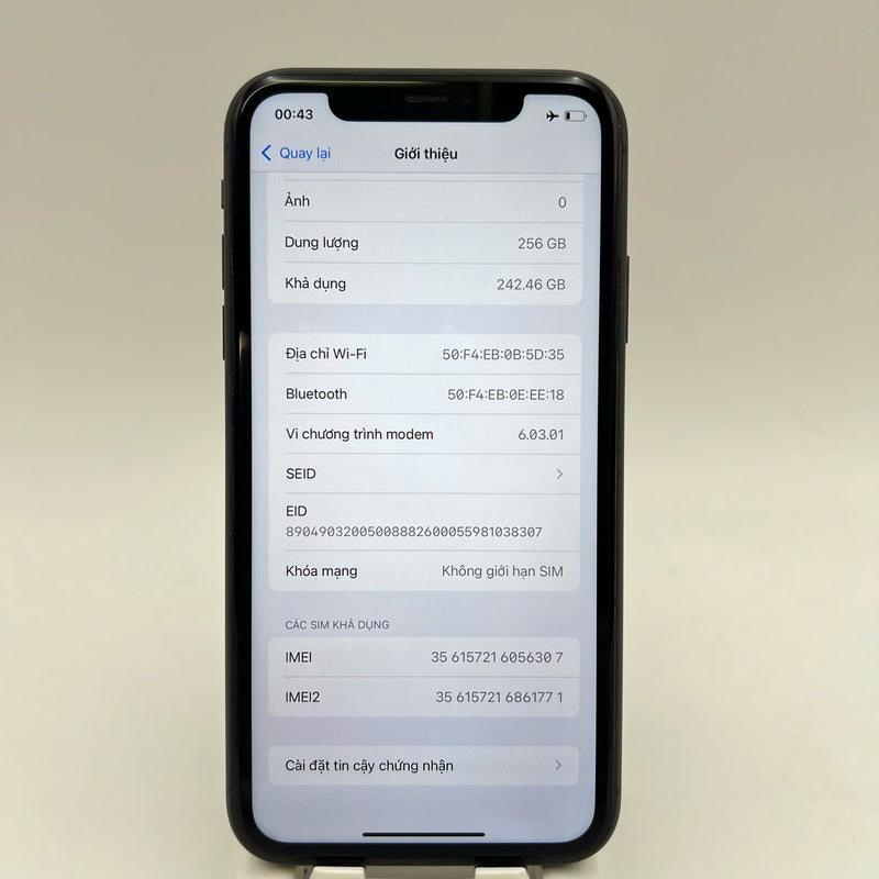 iPhone 11 256GB Đen 98% pin 86% Máy đã trả hết tiền mạng dùng như Quốc tế Apple (đốm 1x) - HH6307