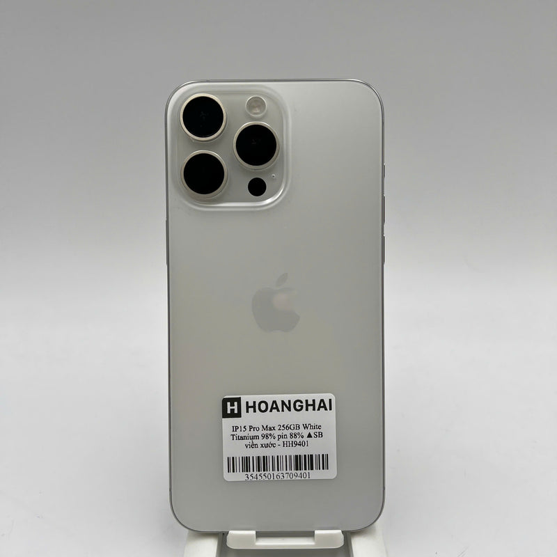 iPhone 15 Pro Max 256GB Trắng 98% pin 88% Quốc tế từ SB (Không dùng sim SB - viền xước) - HH9401