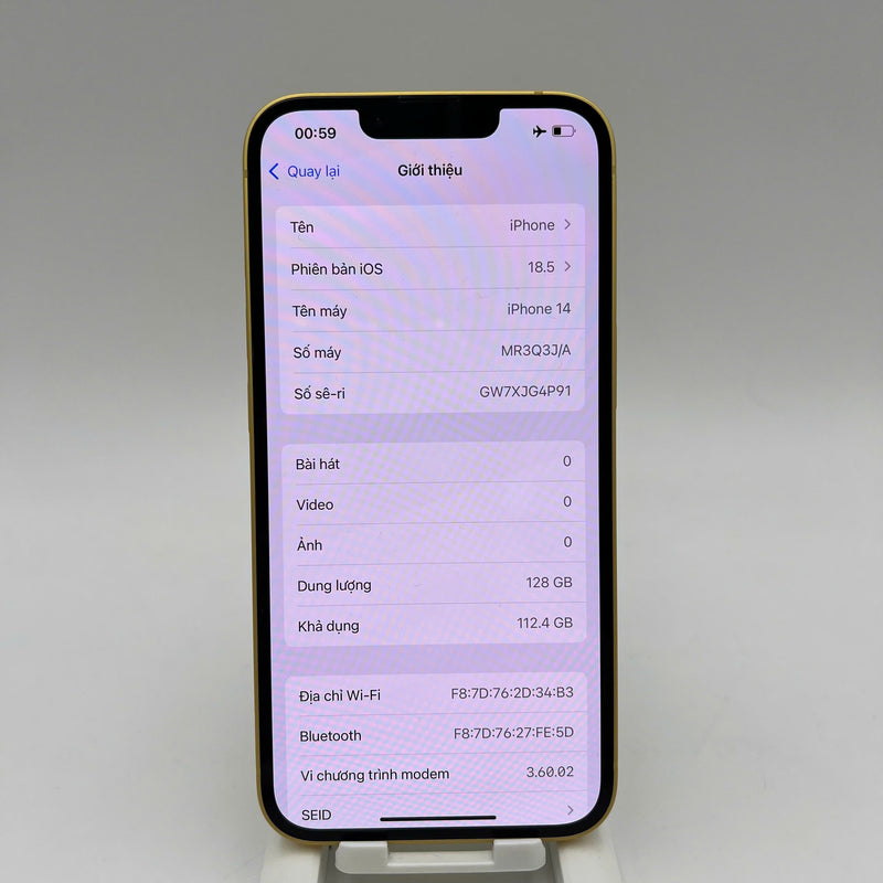 iPhone 14 128GB Vàng 98% pin 96% Quốc tế từ SB (Không dùng sim SB - viền xước) - HH2867