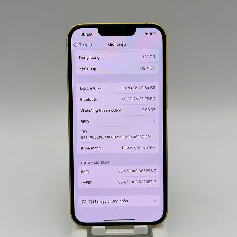 iPhone 14 128GB Vàng 98% pin 96% Quốc tế từ SB (Không dùng sim SB - viền xước) - HH2867