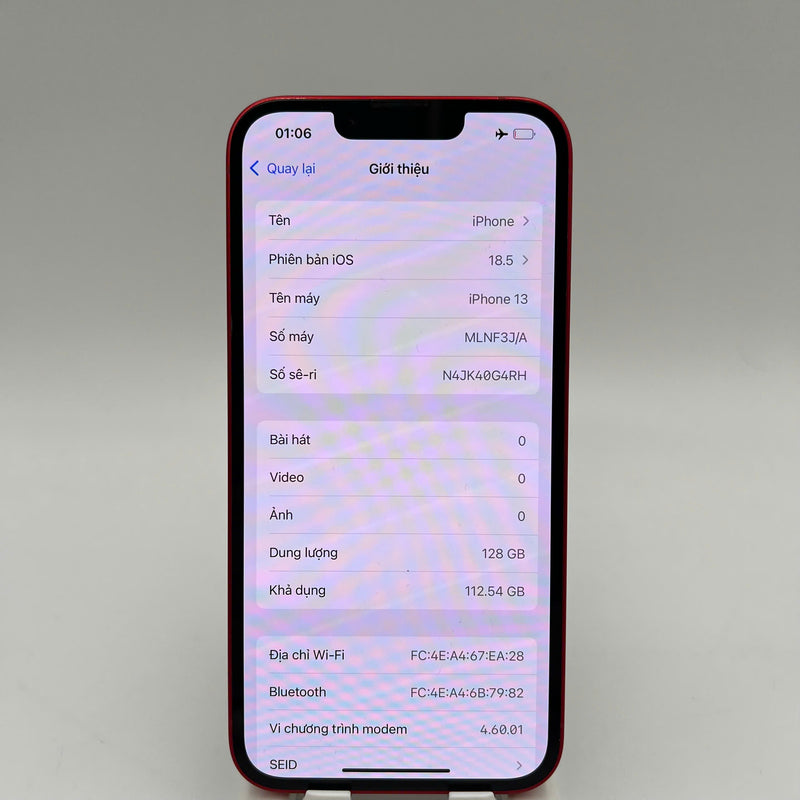 iPhone 13 128GB Đỏ 98% pin 91% Quốc tế từ AU (Không dùng sim AU - viền xước, viền cam xước) - HH7178