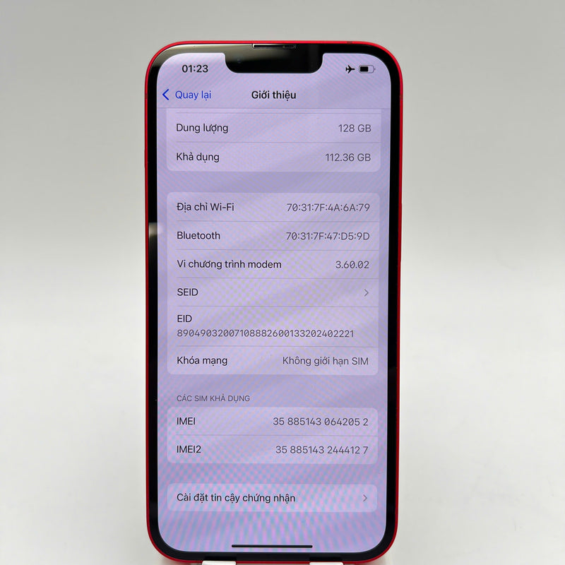 iPhone 14 128GB Đỏ 98% pin 87% Quốc Tế Apple  - HH2052