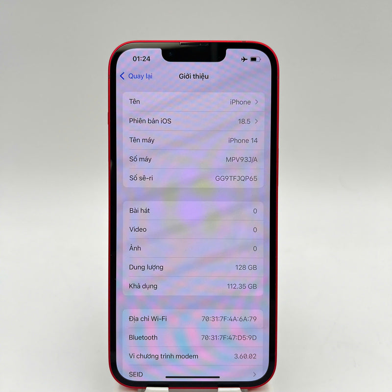 iPhone 14 128GB Đỏ 98% pin 87% Quốc Tế Apple  - HH2052