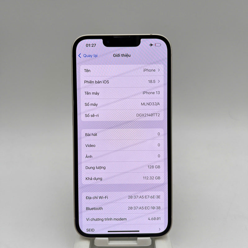 iPhone 13 128GB Trắng 98% pin 87% Quốc tế từ DCM (Không dùng sim DCM - sứt viền) - HH1208