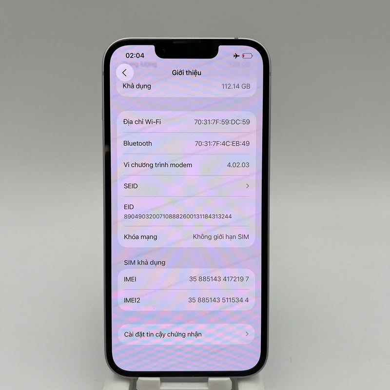 iPhone 14 128GB Tím 98% pin 85% Quốc tế từ AU (Không dùng sim AU)  - HH2197