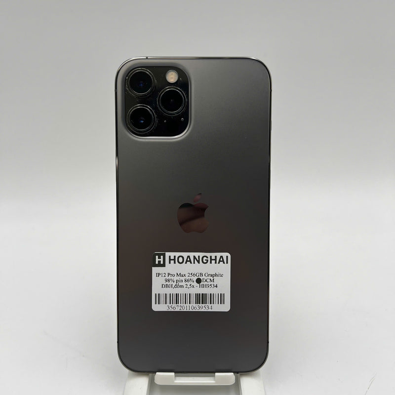 iPhone 12 Pro Max 256GB Đen 98% pin 86% Máy đã trả hết tiền mạng dùng như Quốc tế Apple (ĐBH,đốm 2.5x) - HH9534