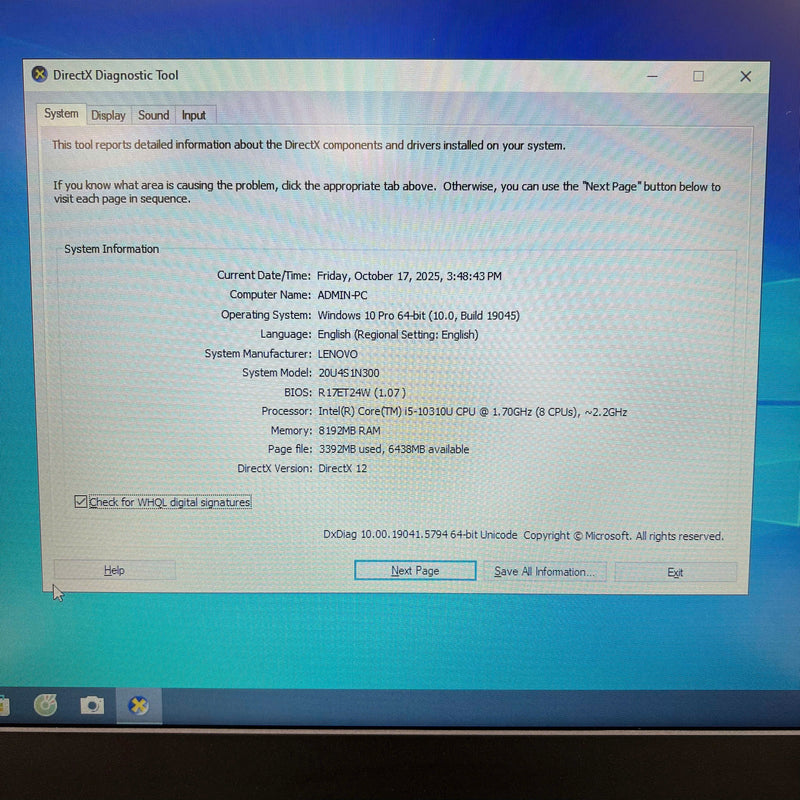 Lenovo L15 15.6" i5 - 10310U/ RAM 8GB/ SSD 256GB BPTN Likenew