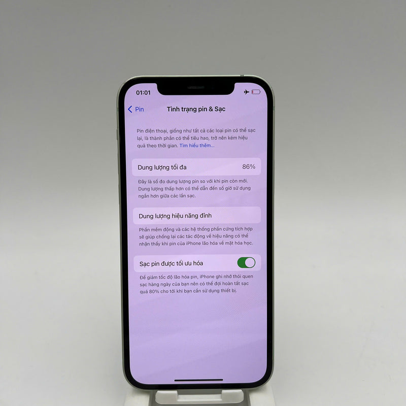 iPhone 12 256GB Xanh Lá 98% pin 86%  Máy đã trả hết tiền mạng dùng như Quốc tế Apple (sứt viền) - HH4090