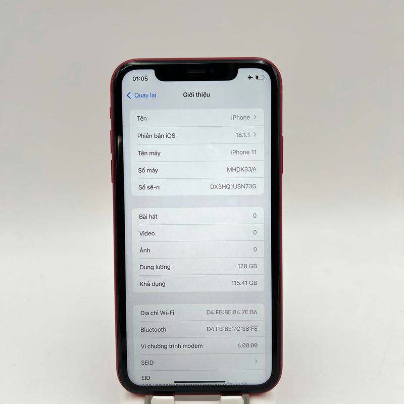 iPhone 11 128GB Đỏ 98% pin 90% Quốc Tế Apple (xước viền) - HH7674