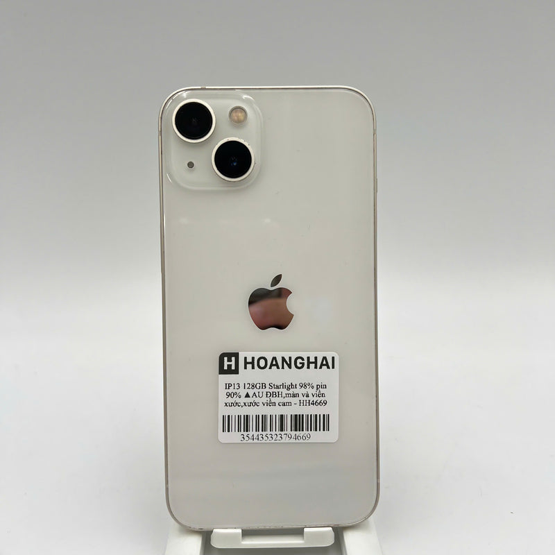 iPhone 13 128GB Trắng 98% pin 90% ĐBH Quốc tế từ AU (Không dùng sim AU - màn và viền xước, xước viền cam) - HH4669
