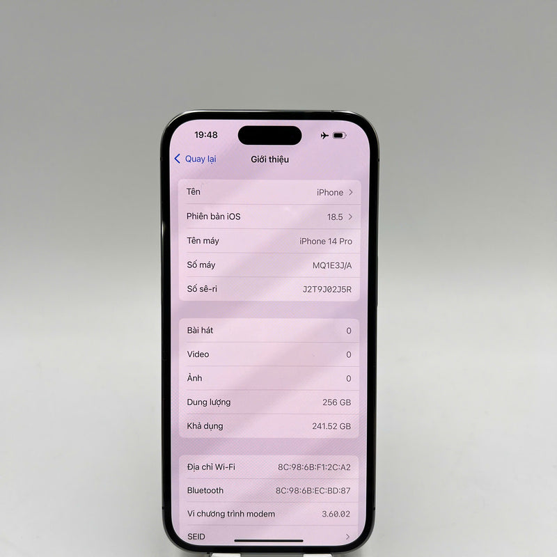 iPhone 14 Pro 256GB Tím 98% pin 87% Quốc tế từ DCM (Không dùng sim DCM - xước viền) - HH6591
