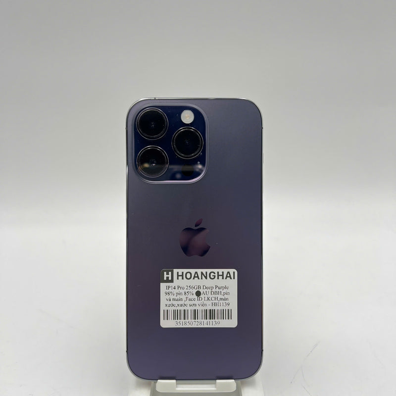 iPhone 14 Pro 256GB Tím 98% pin 85%  Máy đã trả hết tiền mạng dùng như Quốc tế Apple (ĐBH,pin và main ,Face ID LKCH,màn xước,xước sơn viền) - HH1139