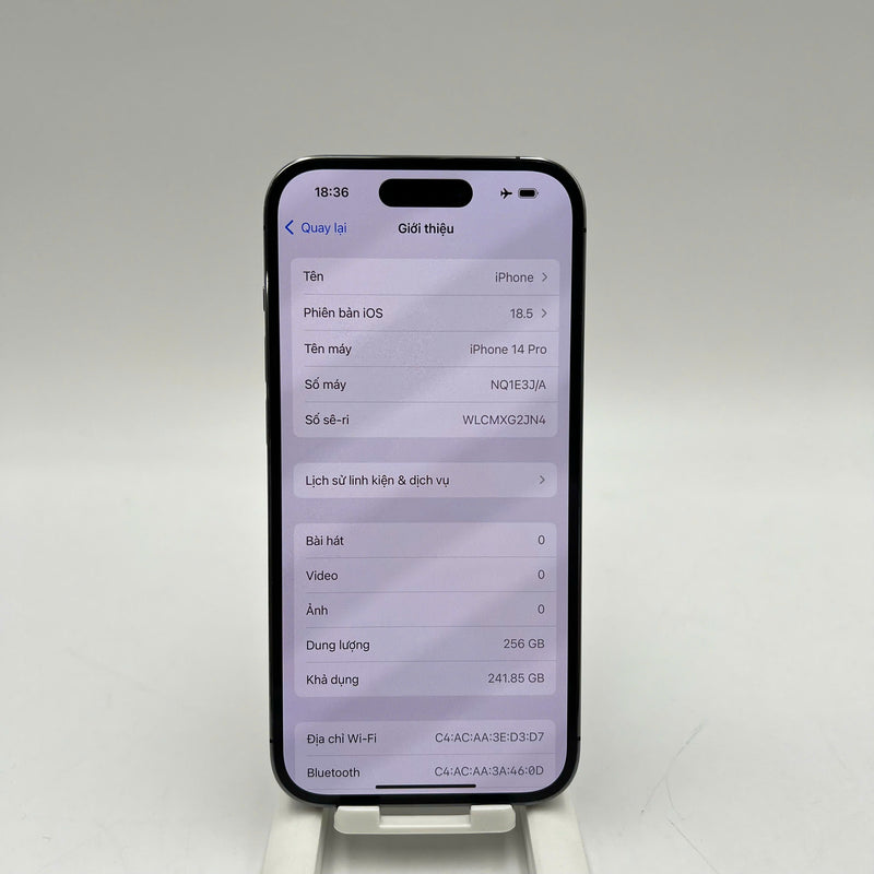 iPhone 14 Pro 256GB Tím 98% pin 85%  Máy đã trả hết tiền mạng dùng như Quốc tế Apple (ĐBH,pin và main ,Face ID LKCH,màn xước,xước sơn viền) - HH1139