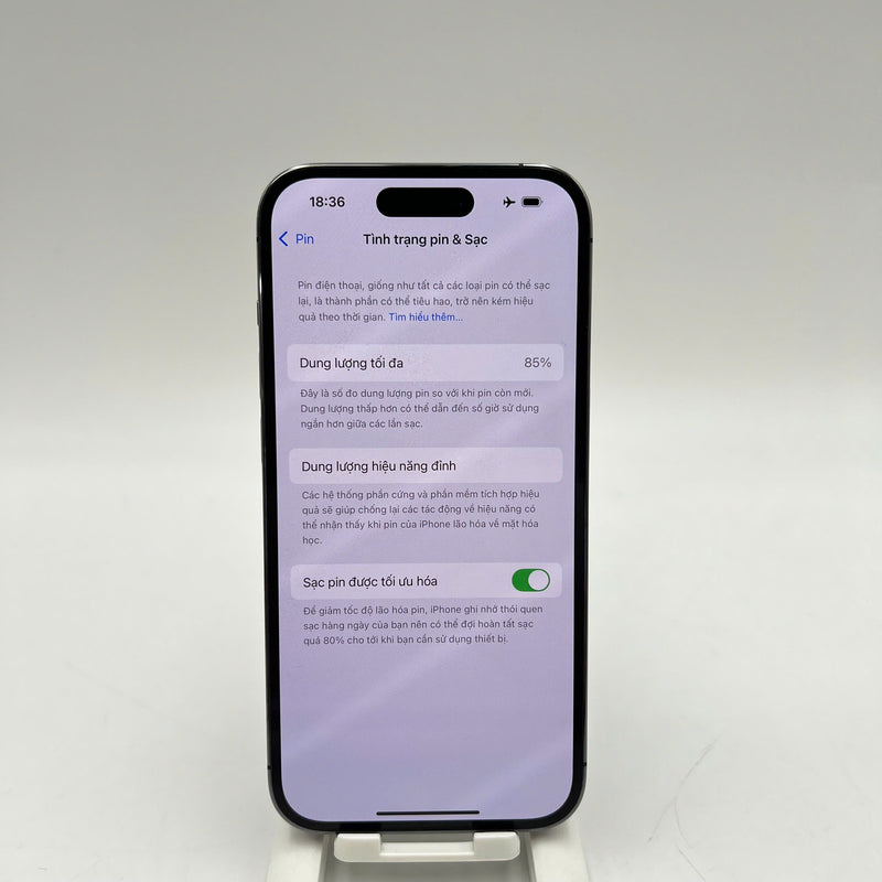 iPhone 14 Pro 256GB Tím 98% pin 85%  Máy đã trả hết tiền mạng dùng như Quốc tế Apple (ĐBH,pin và main ,Face ID LKCH,màn xước,xước sơn viền) - HH1139