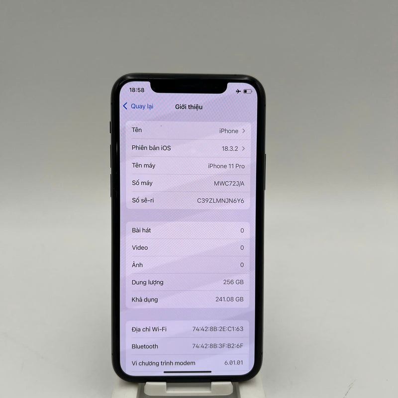 iPhone 11 Pro 256GB Đen 98% pin 91% Quốc Tế Apple (màn xước,viền xước) - HH3621