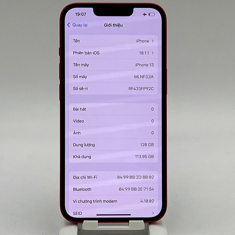 iPhone 13 128GB Đỏ 98% pin 86%  Quốc tế từ SB (Không dùng sim SB - xước viền cam) - HH4985