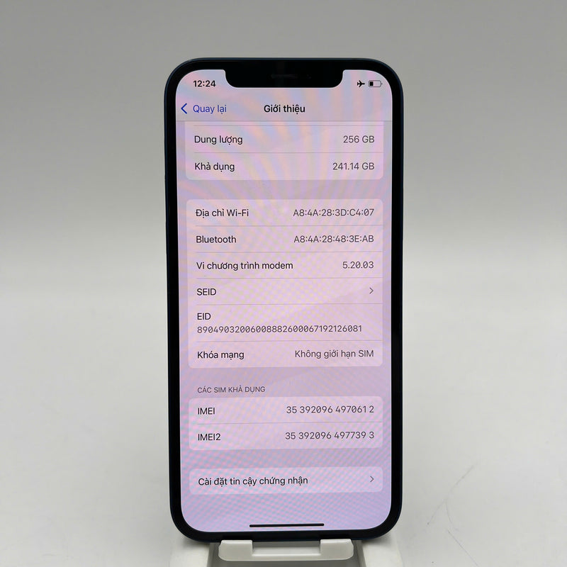 iPhone 12 256GB Xanh dương 98% pin 85% Quốc tế Apple (xước viền) - HH0612