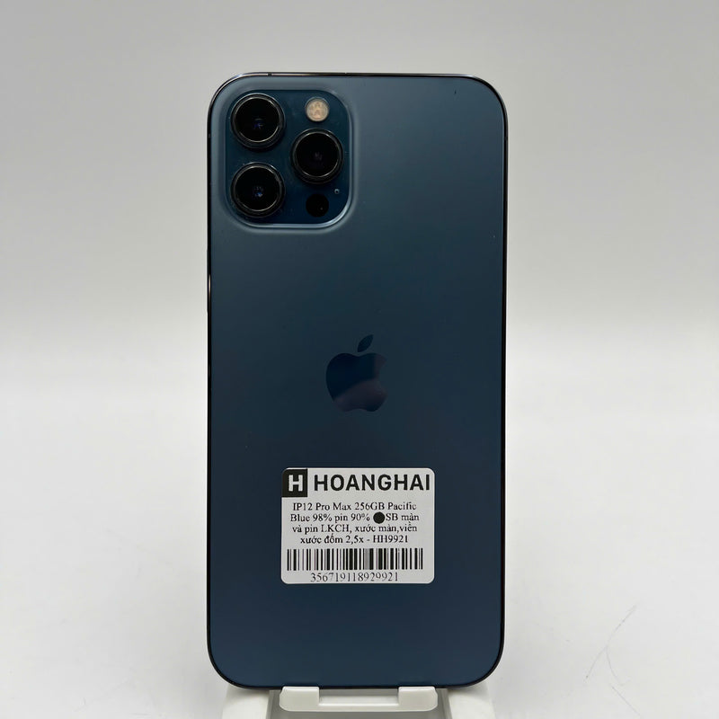 iPhone 12 Pro Max 256GB Xanh Dương 98% pin 90% Máy đã trả hết tiền mạng dùng như Quốc tế Apple (Màn và pin LKCH, xước màn, viền xước, đốm 2.5x) - HH9921