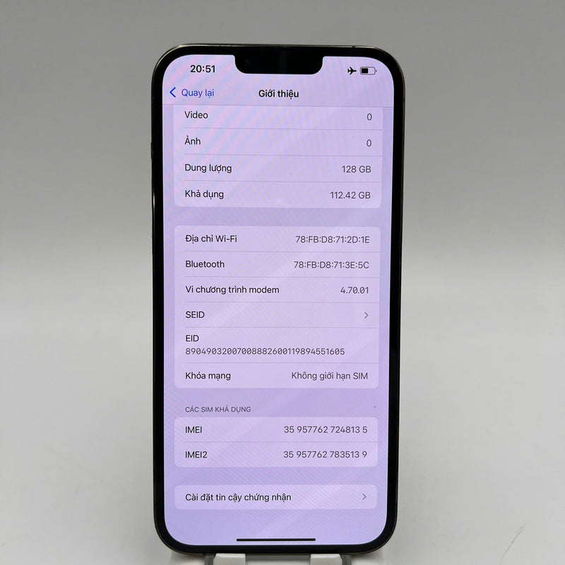 iPhone 13 Pro Max 128GB Xanh Lá 98% pin 89% Máy đã trả hết tiền mạng dùng như Quốc tế Apple  (khung camera xước) - HH8135