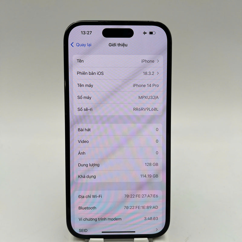 iPhone 14 Pro 128GB Đen 98% pin 88% Quốc tế từ SB (Không dùng sim SB - màn xước) - HH6907