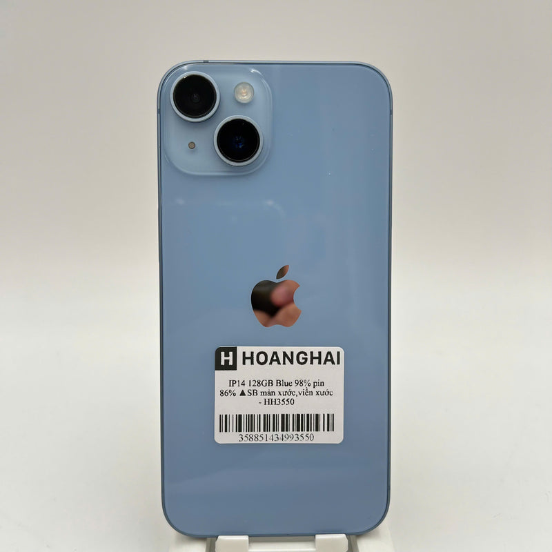 iPhone 14 128GB Xanh Dương 98% pin 86% Quốc tế từ SB (Không dùng sim SB - màn xước, viền xước) - HH3550
