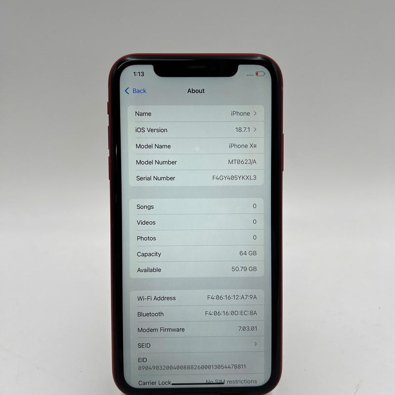 iPhone XR 64GB Đỏ 98% pin 100% Máy đã trả hết tiền mạng dùng như Quốc tế Apple (Đã thay pin - xước viền cam) - HH5922