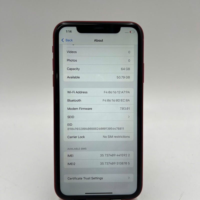 iPhone XR 64GB Đỏ 98% pin 100% Máy đã trả hết tiền mạng dùng như Quốc tế Apple (Đã thay pin - xước viền cam) - HH5922