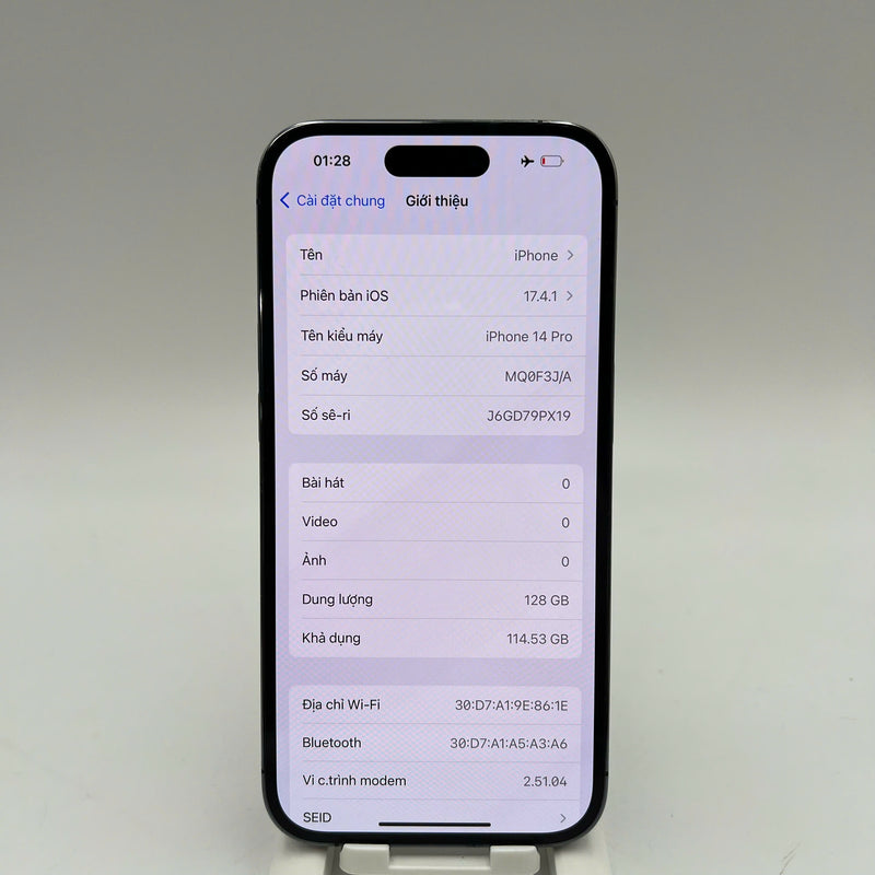 iPhone 14 Pro 128GB Tím 98% pin 93% Quốc tế từ AU (Không dùng sim AU - xước sơn viền, đốm 0.5x/3x) - HH9134