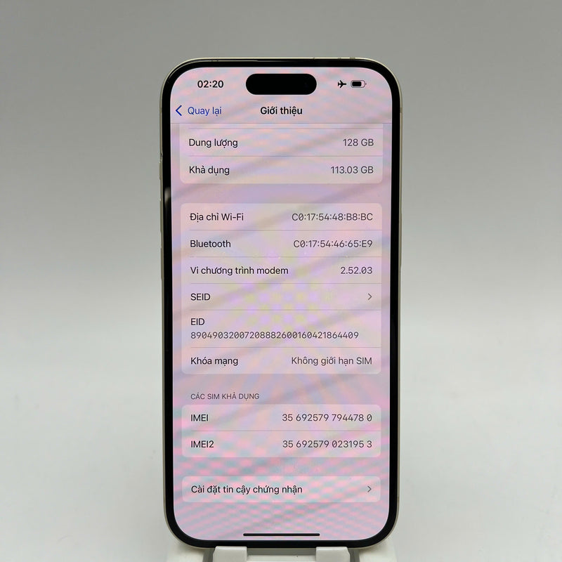 iPhone 15 128GB Vàng 98% pin 86% Quốc tế từ DCM (Không dùng sim DCM - màn xước, viền xước) - HH4780