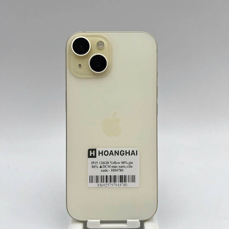 iPhone 15 128GB Vàng 98% pin 86% Quốc tế từ DCM (Không dùng sim DCM - màn xước, viền xước) - HH4780