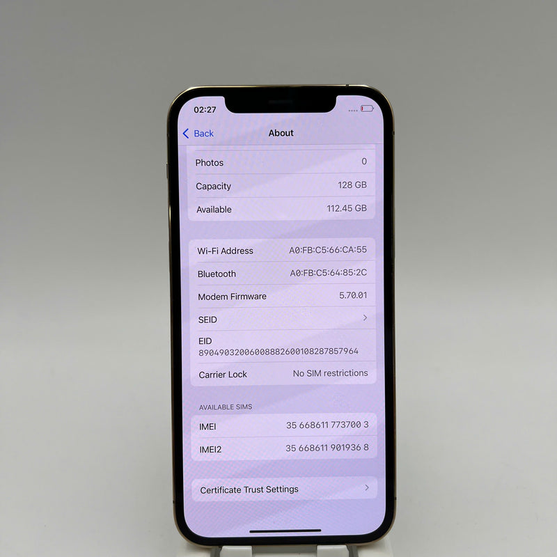 iPhone 12 Pro 128GB Vàng 98% pin 89% Máy đã trả hết tiền mạng dùng như Quốc tế Apple (màn xước) - HH7003