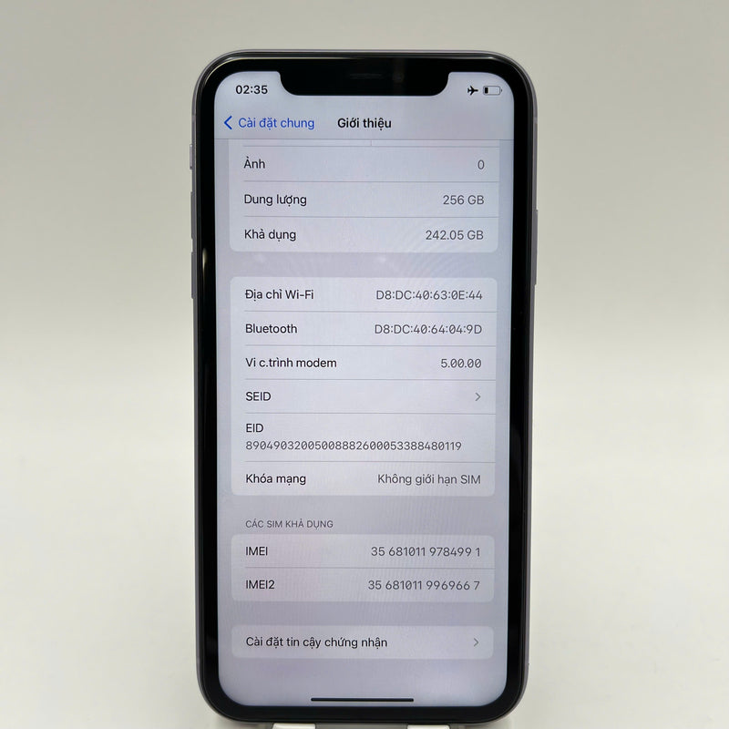 iPhone 11 256GB Tím 98% pin 89% ĐBH Máy đã trả hết tiền mạng dùng như Quốc tế Apple (xước viền) - HH4991