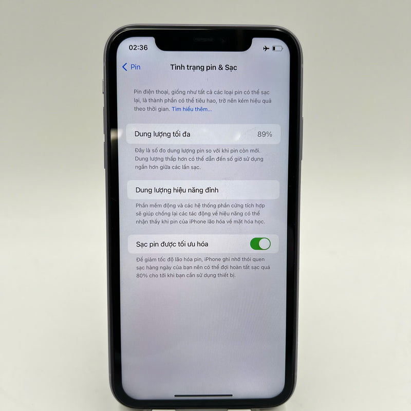 iPhone 11 256GB Tím 98% pin 89% ĐBH Máy đã trả hết tiền mạng dùng như Quốc tế Apple (xước viền) - HH4991