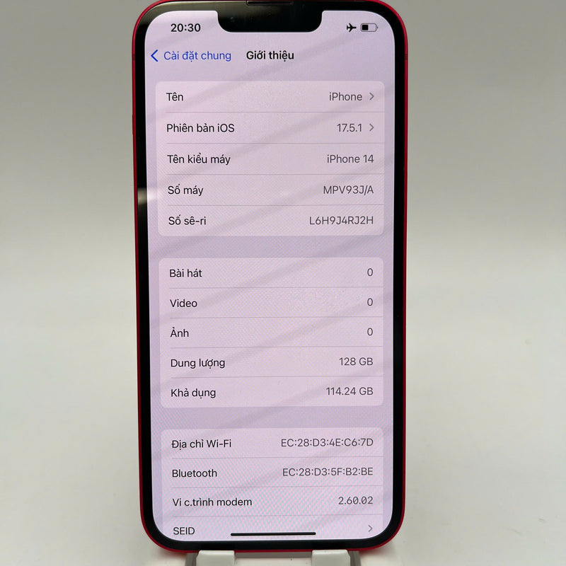 iPhone 14 128GB Đỏ 98% pin 85% Quốc tế từ AU (Không dùng sim AU - viền xước) - HH8378