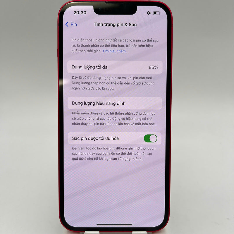 iPhone 14 128GB Đỏ 98% pin 85% Quốc tế từ AU (Không dùng sim AU - viền xước) - HH8378