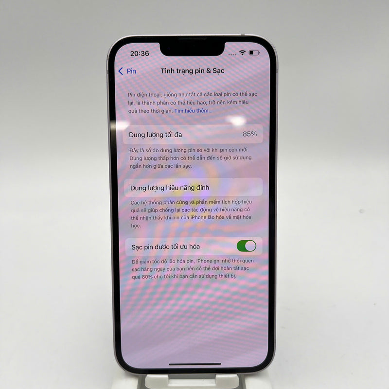 iPhone 14 128GB Tím 98% pin 85% Quốc tế từ SB (Không dùng sim SB - sứt viền, đốm 1x, viền cam xước) - HH9394