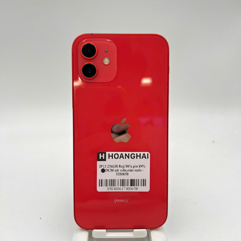 iPhone 12 256GB Đỏ 98% pin 89% Máy đã trả hết tiền mạng dùng như Quốc tế Apple (sứt viền,màn xước) - HH0658
