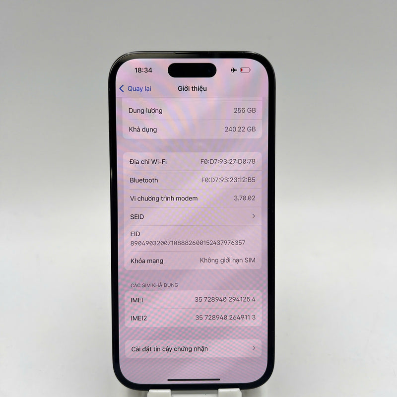 iPhone 14 Pro 256GB Đen 98% pin 85% Máy đã trả hết tiền mạng dùng như Quốc tế Apple (đốm 3x) - HH1254