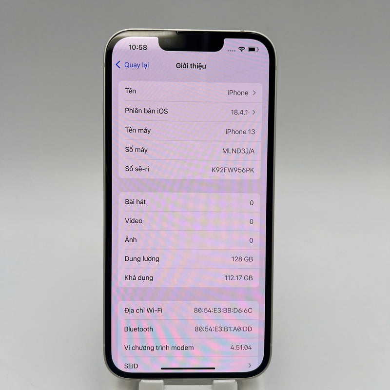 iPhone 13 128GB Trắng 98% pin 86% Máy đã trả hết tiền mạng dùng như Quốc tế Apple  - HH9121