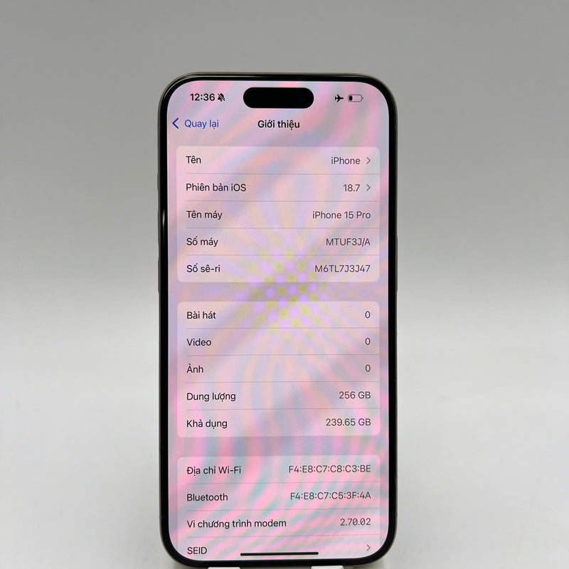 iPhone 15 Pro 256GB Tự Nhiên 98% pin 88% Quốc Tế Apple  - HH0404