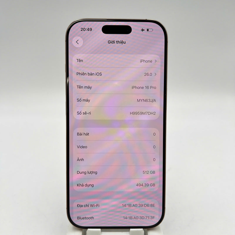 iPhone 16 Pro 512GB Vàng Sa Mạc 98% pin 93% Quốc Tế Apple  - HH5471