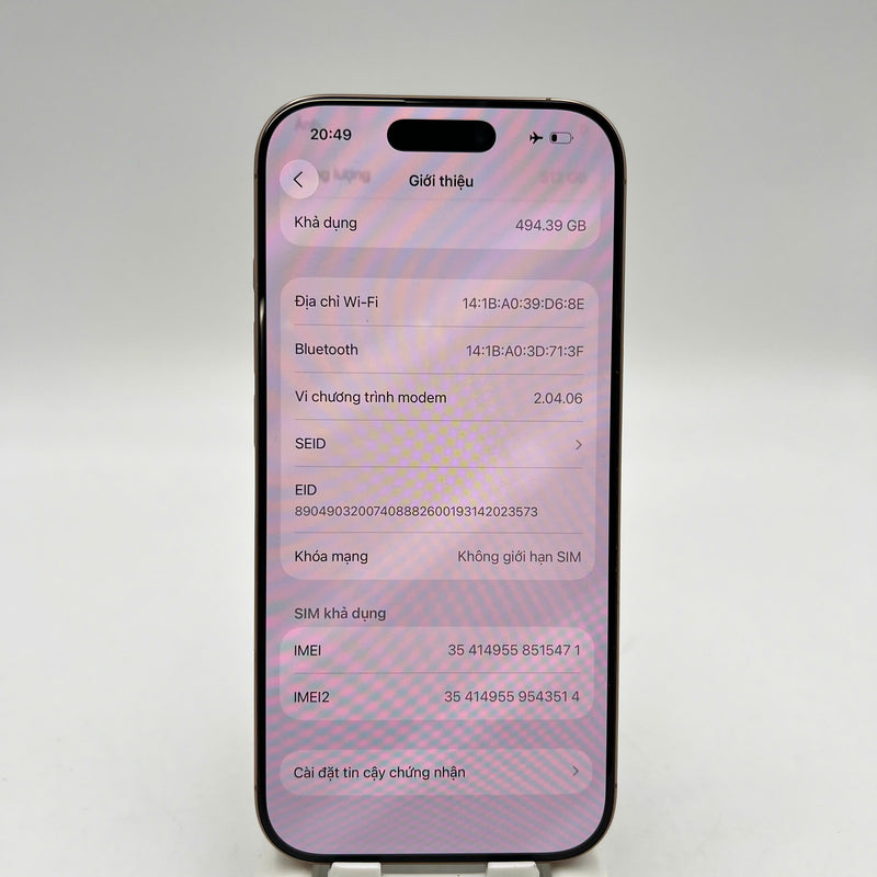 iPhone 16 Pro 512GB Vàng Sa Mạc 98% pin 93% Quốc Tế Apple  - HH5471
